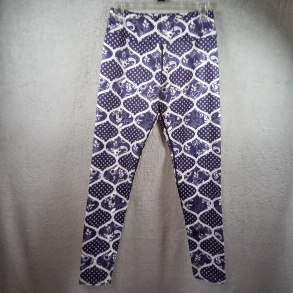 Military Hippie Womens Purple Paisley Geometric High Waisted Leggings Size L